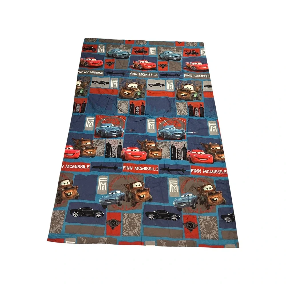 Disney Pixar Cars 2 Crib Flat Sheet Lightning McQueen Mater Finn McMissile Blue
